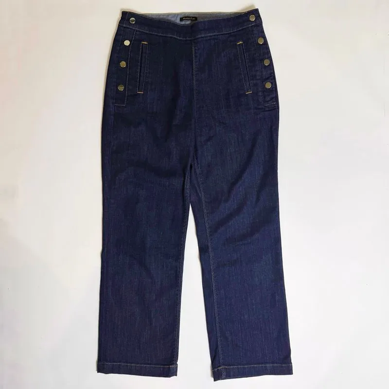 Massimo Dutti Denim Side Buttons Napoleon Style Jeans Pants photo 1