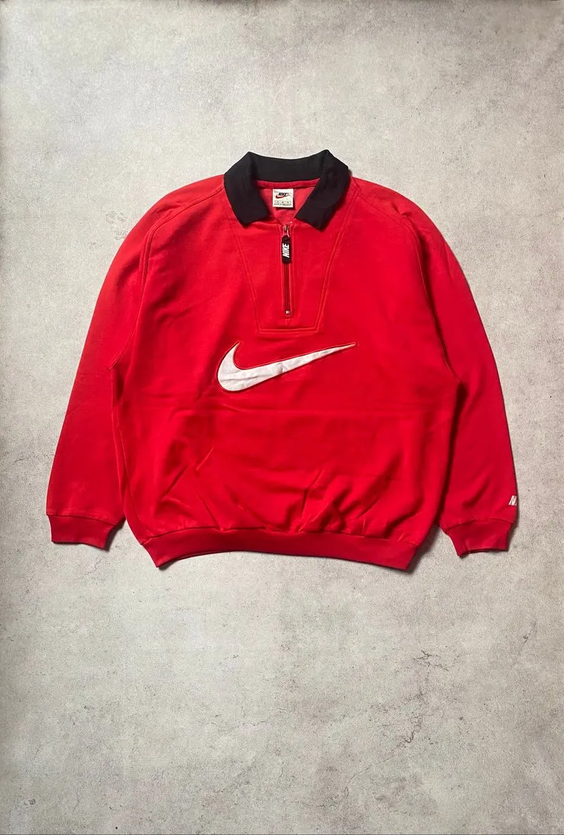 90s NIKE BIG SWOOSH HALF-ZIP SWEATSHIRT photo 1