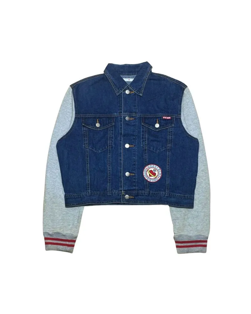 Angel Blue Denim Varsity Jacket photo 1