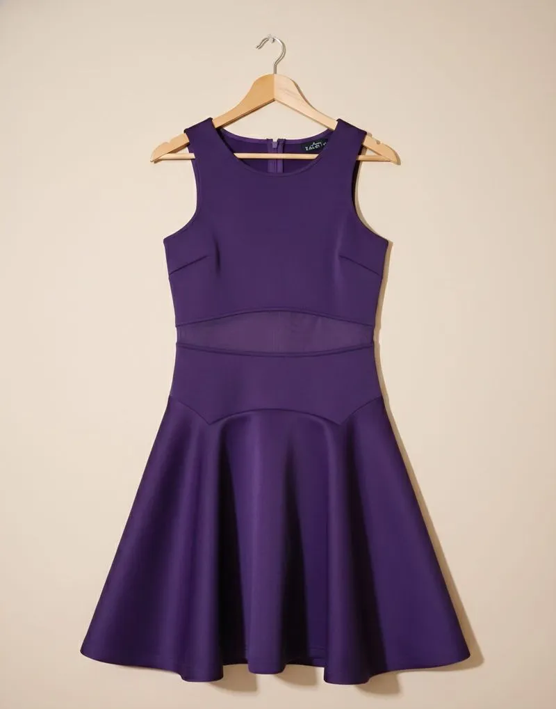 Jual dress ungu model fit & flare, kondisi baru, belum perna photo 1