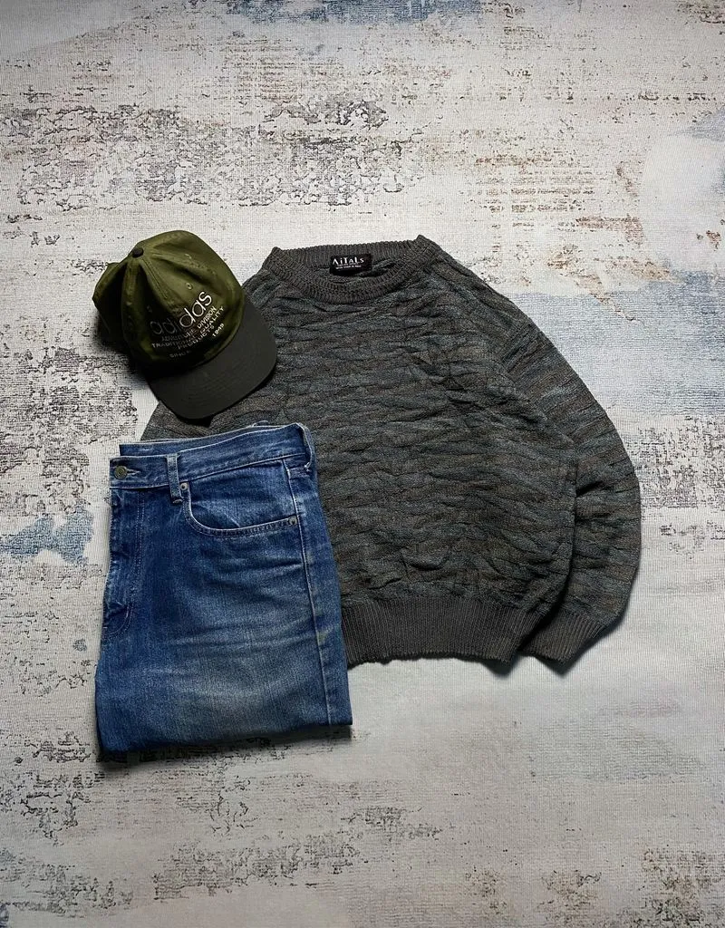 VITALS PATTERN TEXTURED KNIT SWEATER photo 1