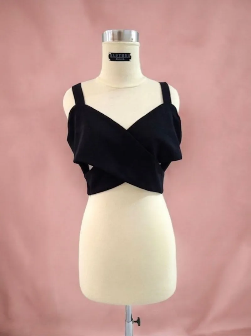 Avgal Twist Cut Black Crop Top photo 1