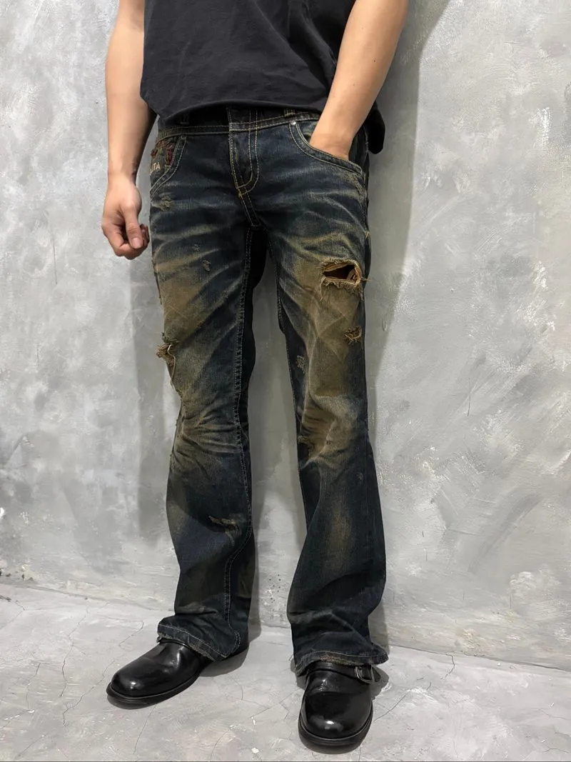 Rare Vintage Japanese Straight BootCut Faded Mud Wash Jeans photo 1