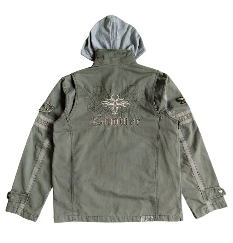 Japanese brand Vintage Biker Bomber jacket Pria green photo 1
