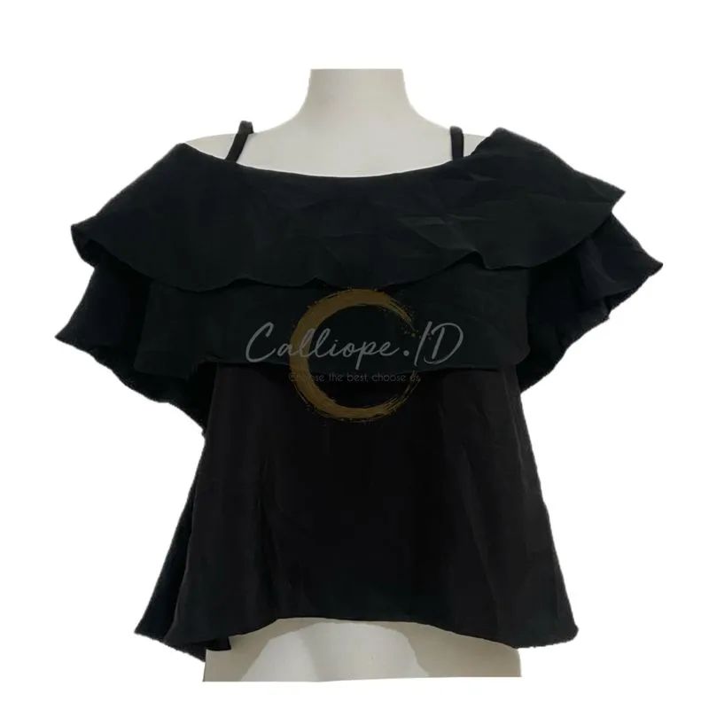 Y2K Casual Bandeau top Wanita black photo 1