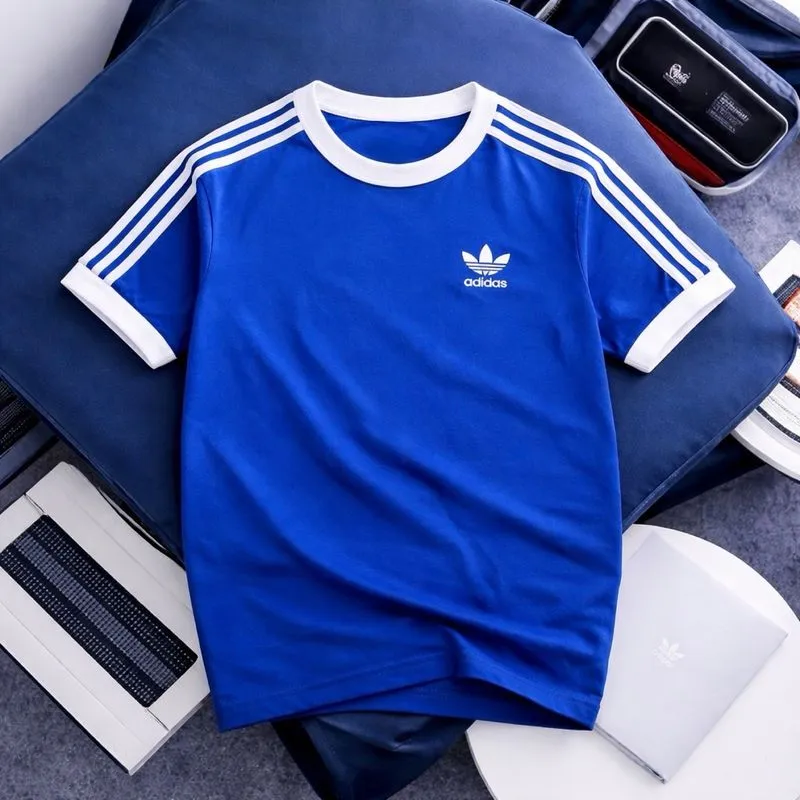 KAOS ADIDAS RINGER CLASSIC LOGO BORDIR BIRU photo 1
