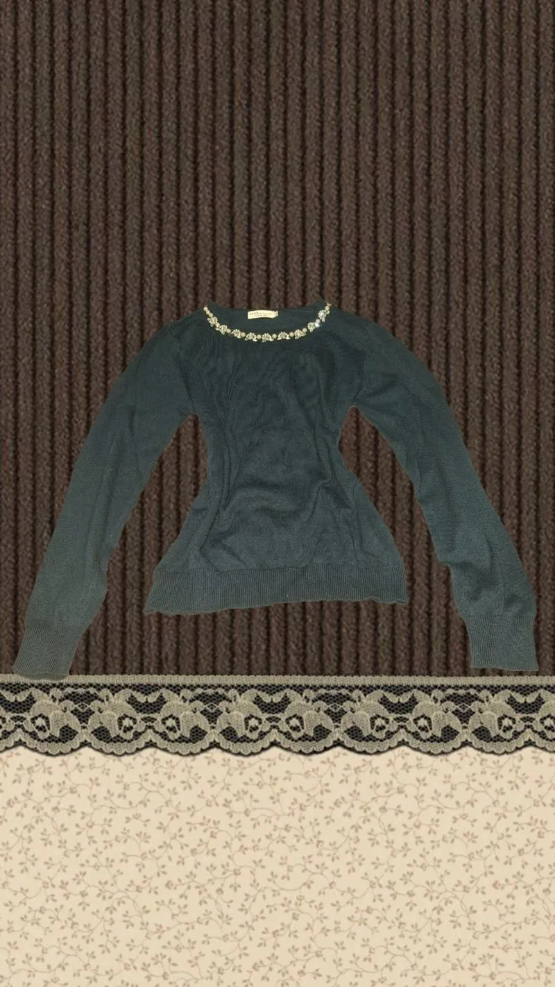 beaded neck sweater photo 1
