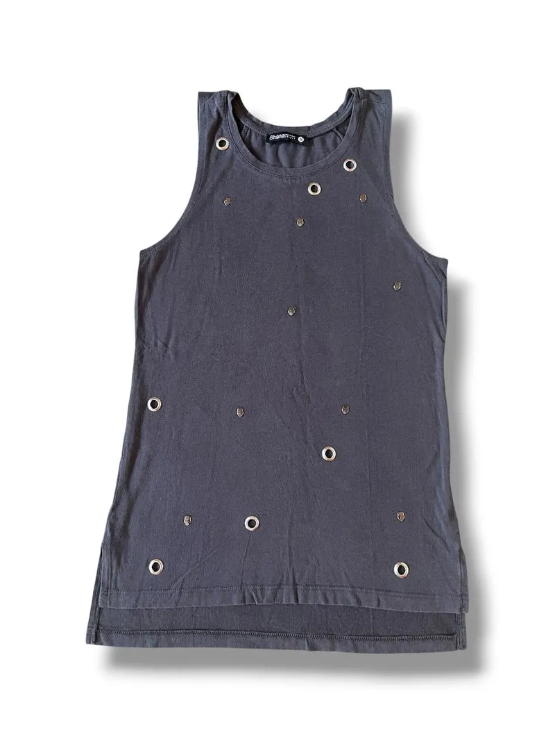 Grey Eyelets Skull Top photo 1