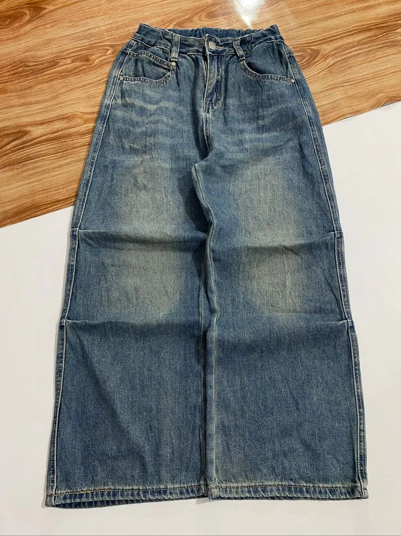 Baggy blue super washed loong pants jeans wideleg photo 1