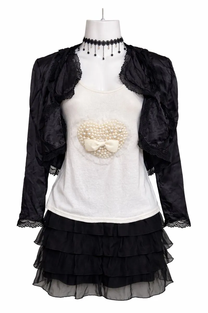 Fairy Pearl Heart Lace Tank Camisol Top photo 1