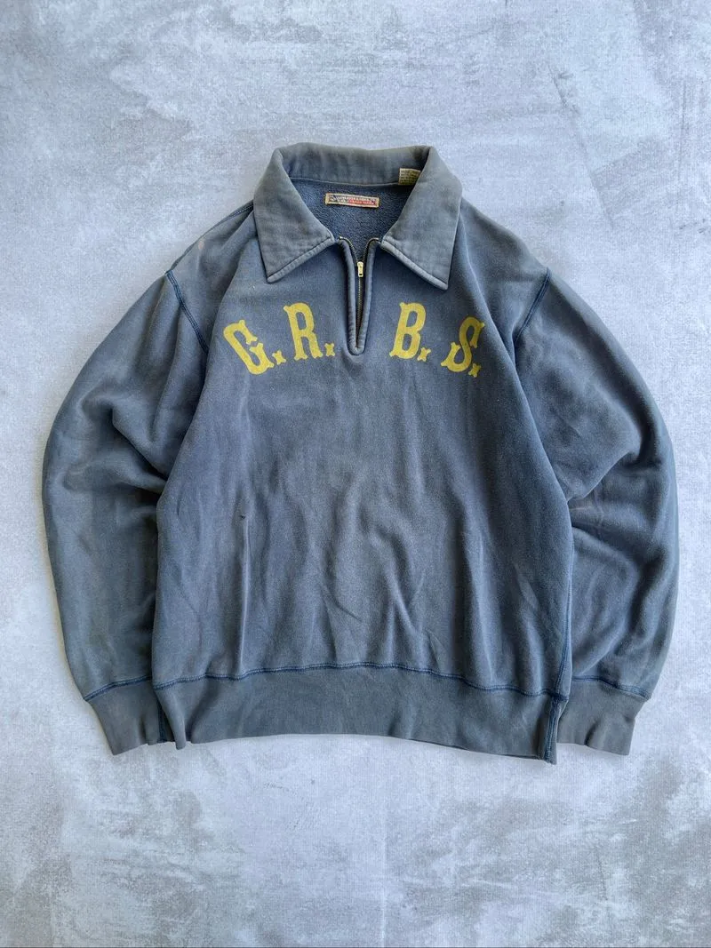 Vintage Sun Faded 90's KRIFF MAYER Half zip sweat shirt navy photo 1