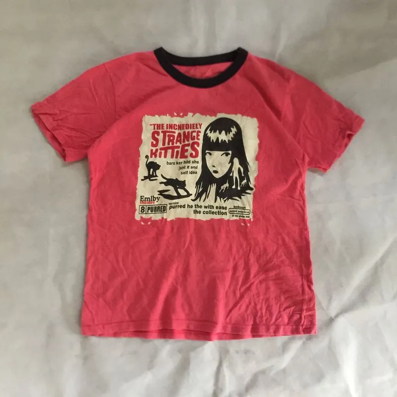 Vintage Y2K T-shirt Pria red pink photo 1