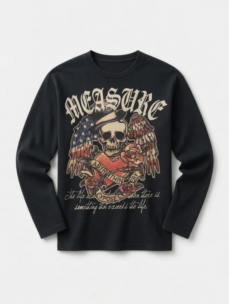 Kaos Longsleeve Vintage Space Opera Skull And BigCross y2k e photo 1