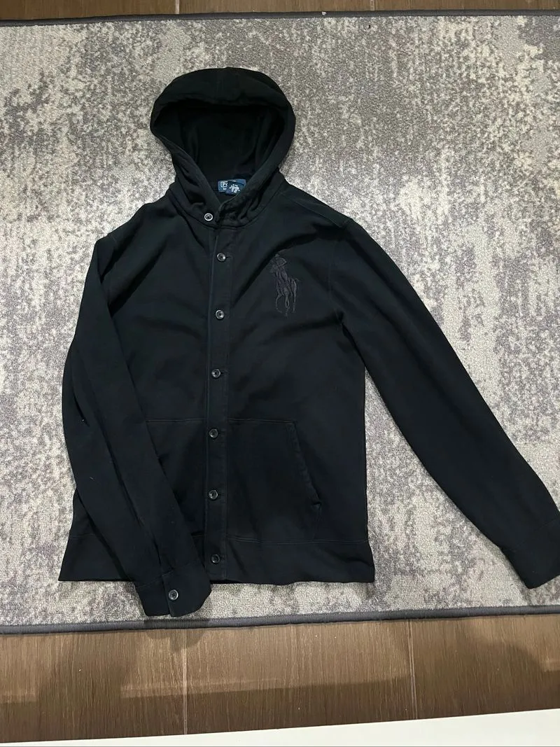 Polo Ralph Lauren big black ponny Button up hoodie knited  photo 1
