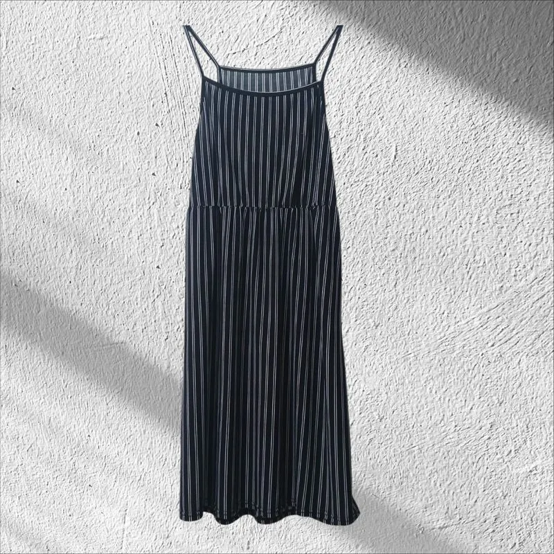 Gaun Panjang Bergaris Kasual | Dress Garis-garis Jatuh photo 1