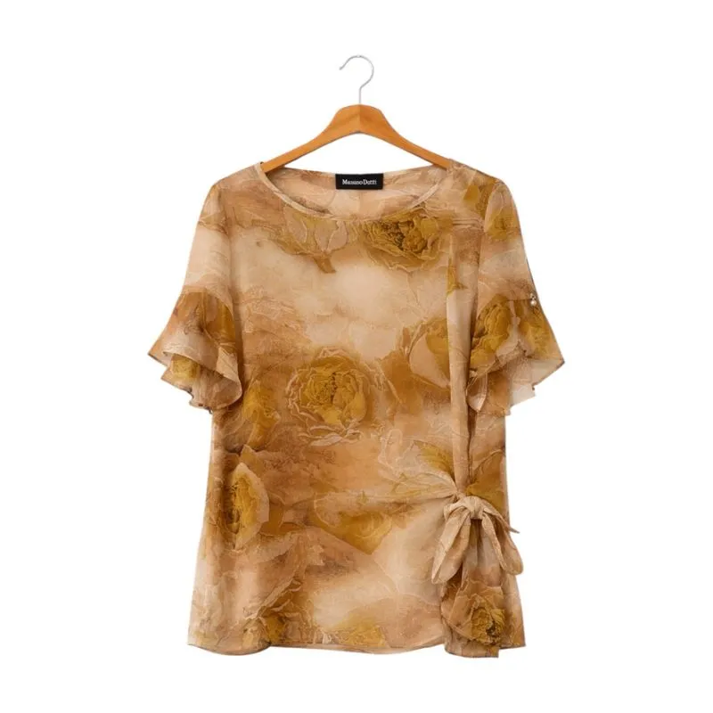 (Woman) Blouse Printed Sheer Massimo Dutti New Condition photo 1