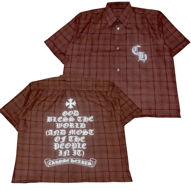 #3 Chrome Hearts Boxy Cropped Short Sleeve Plaid Shirt custo photo 1