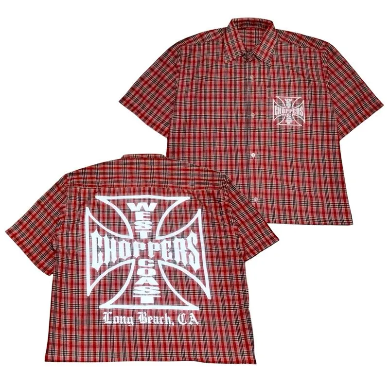 West Coast Choppers Boxy Cropped Short Sleeve Plaid Shirt photo 1
