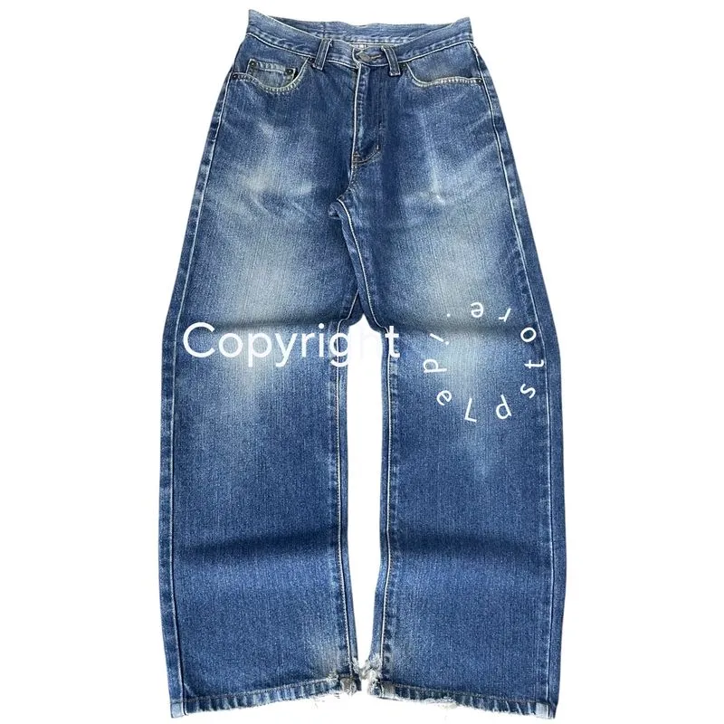 00’s vintage denim blue faded straight fit photo 1