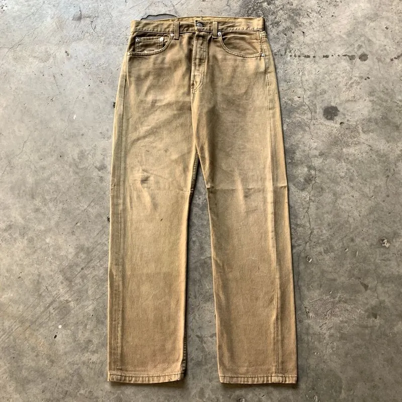 2000s Faded Taupe Levi's 501 Dirtied Jeans photo 1