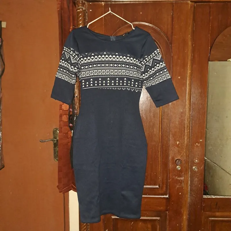 dress wanita warna navy photo 1