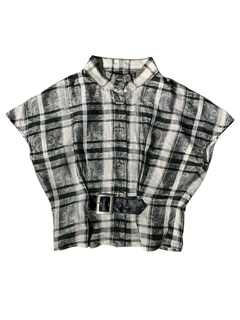 Cin shan graphic with belt design sleeveless shirt  photo 1