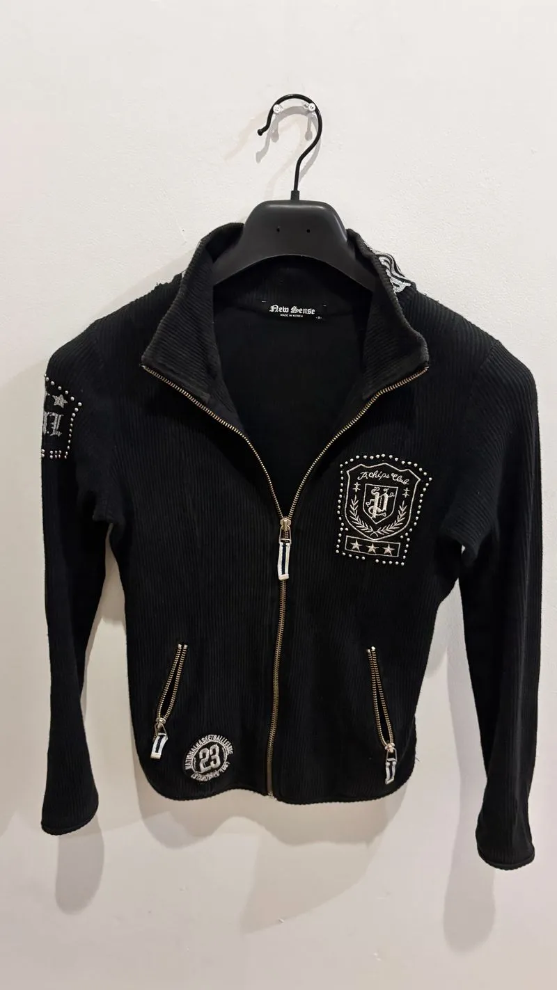 Y2K high-neck stud Glitter zip up photo 1