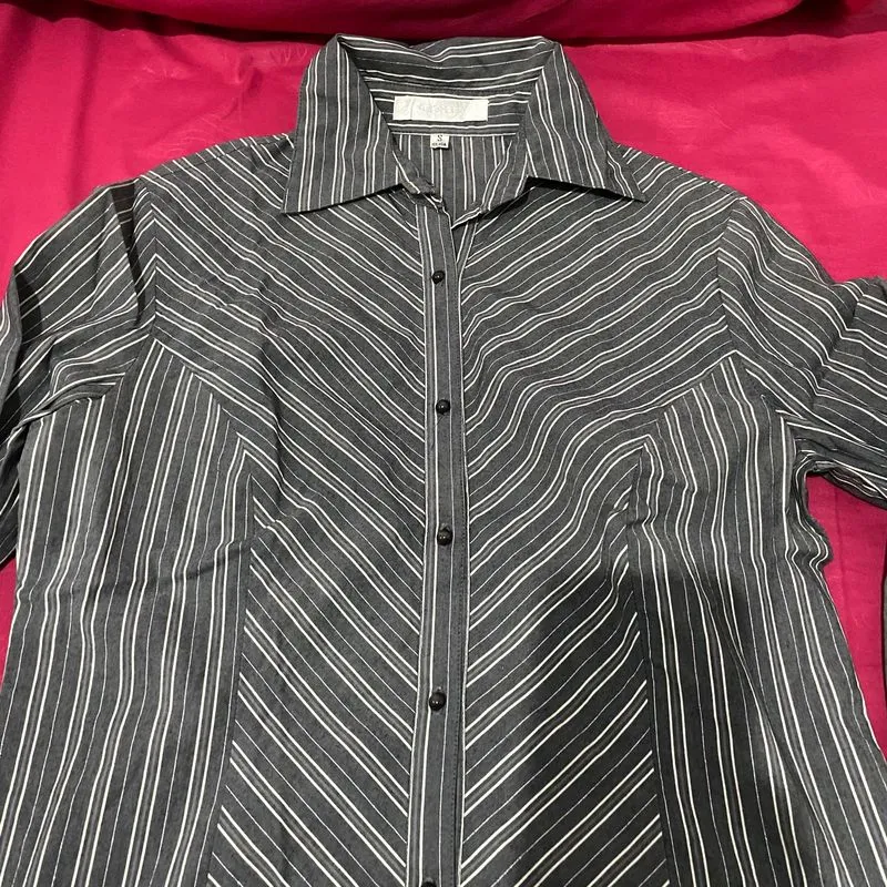 Kemeja Stripe Salur Hitam Abu photo 1