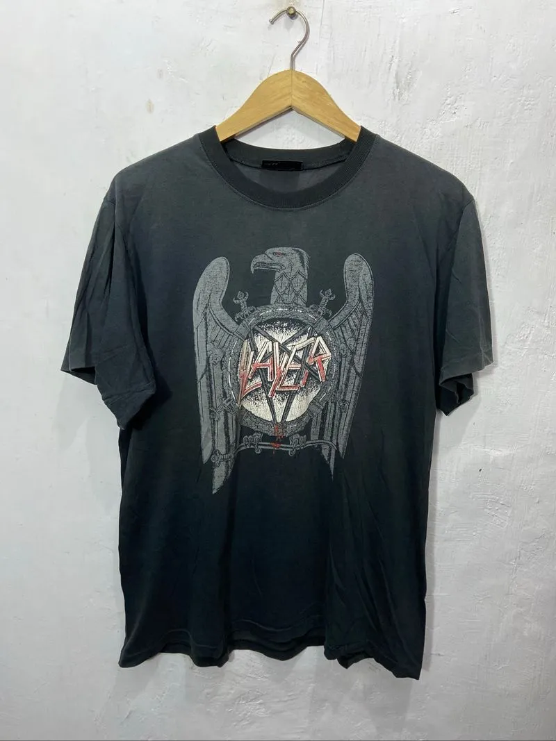 Vintage Slayer Tshirt Unisex Black Washed photo 1