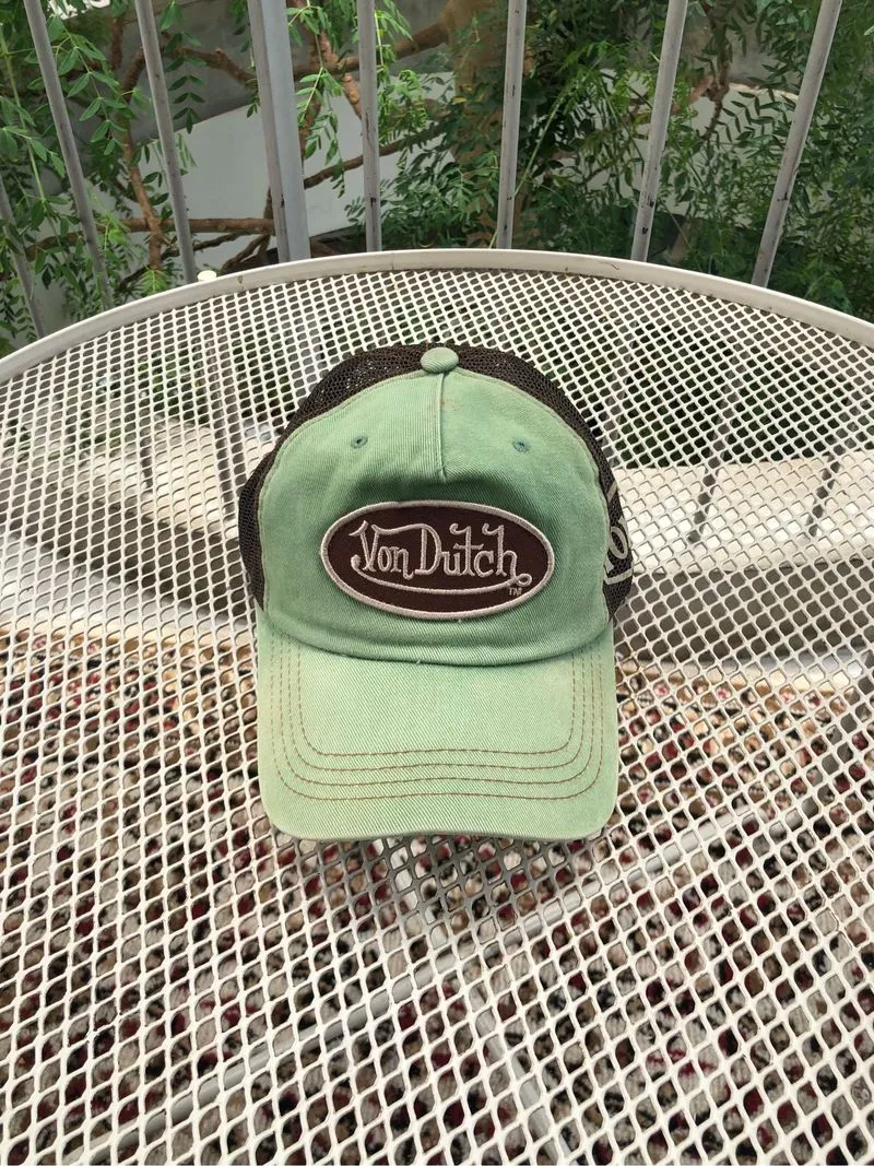Y2K Vintage - SUPER RARE! 00s Von Dutch Trucker Hat Green Br photo 1