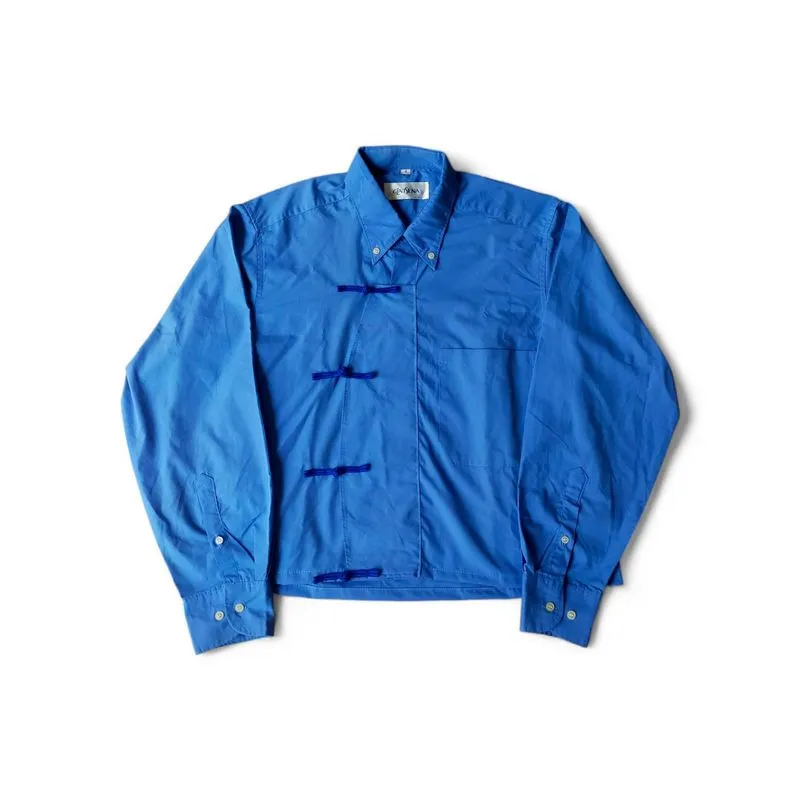 Clausena Reworked Cheongsam Shirt Blue Boxy Fit  photo 1