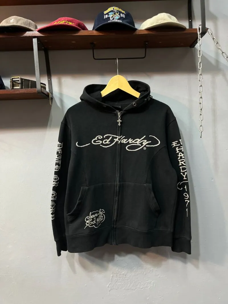 ED HARDY Janet Tatto Black Zip Hoodie photo 1