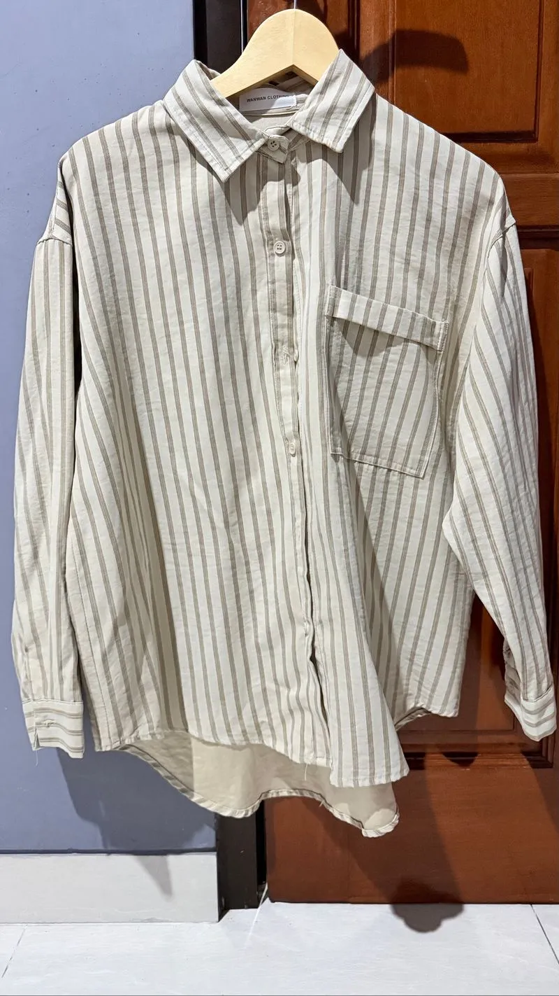 Kemeja bangkok stripe coklat photo 1