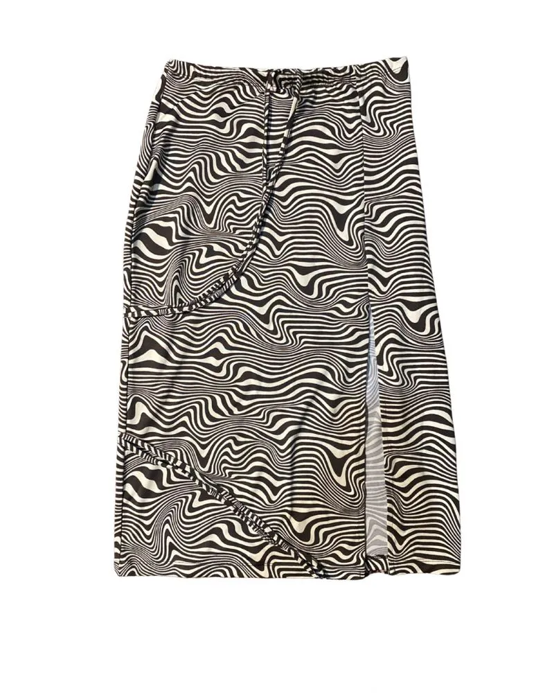 H&M brown swirl midi skirt photo 1