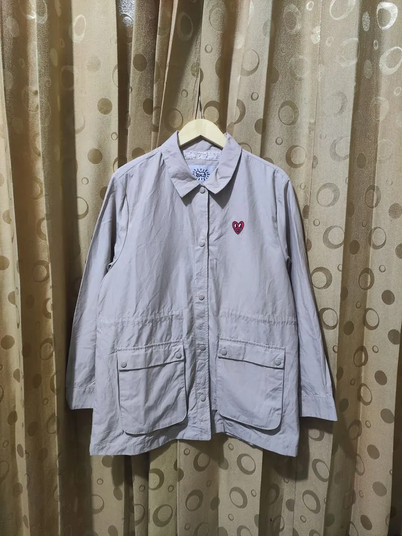 Keith Haring Casual Parka Wanita tan photo 1
