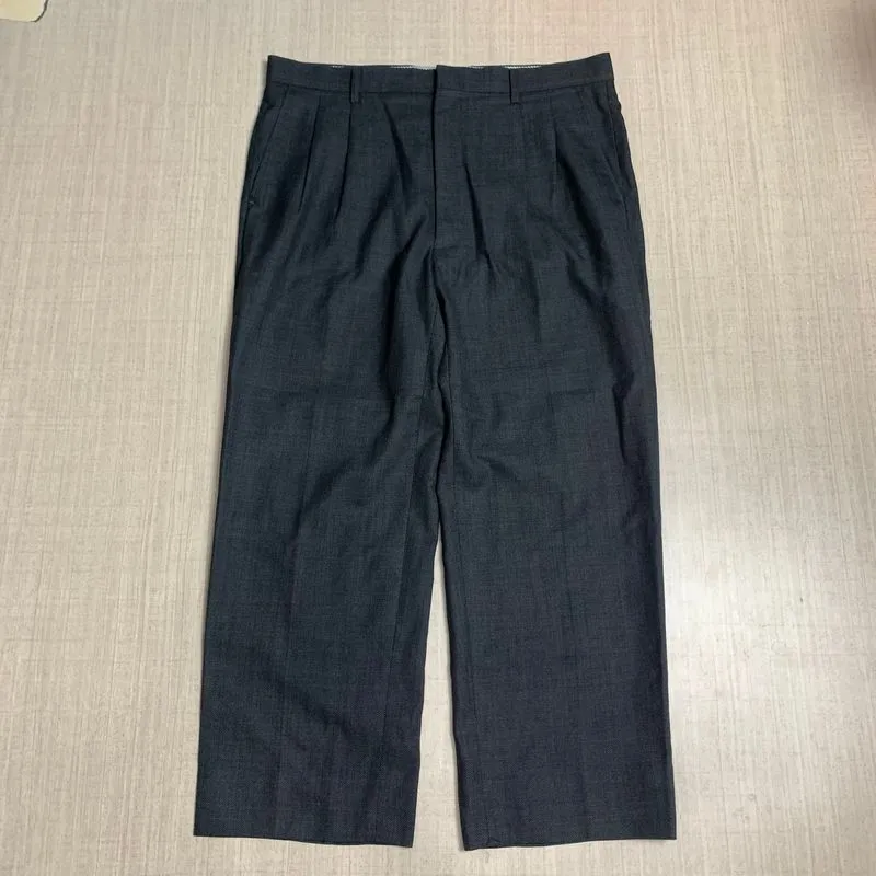 celana japanese tailored double pleated trousers relaxed fit photo 1