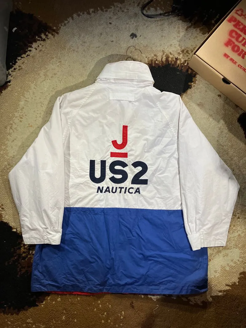 Nautica Y2K Casual Parka Pria white navy photo 1