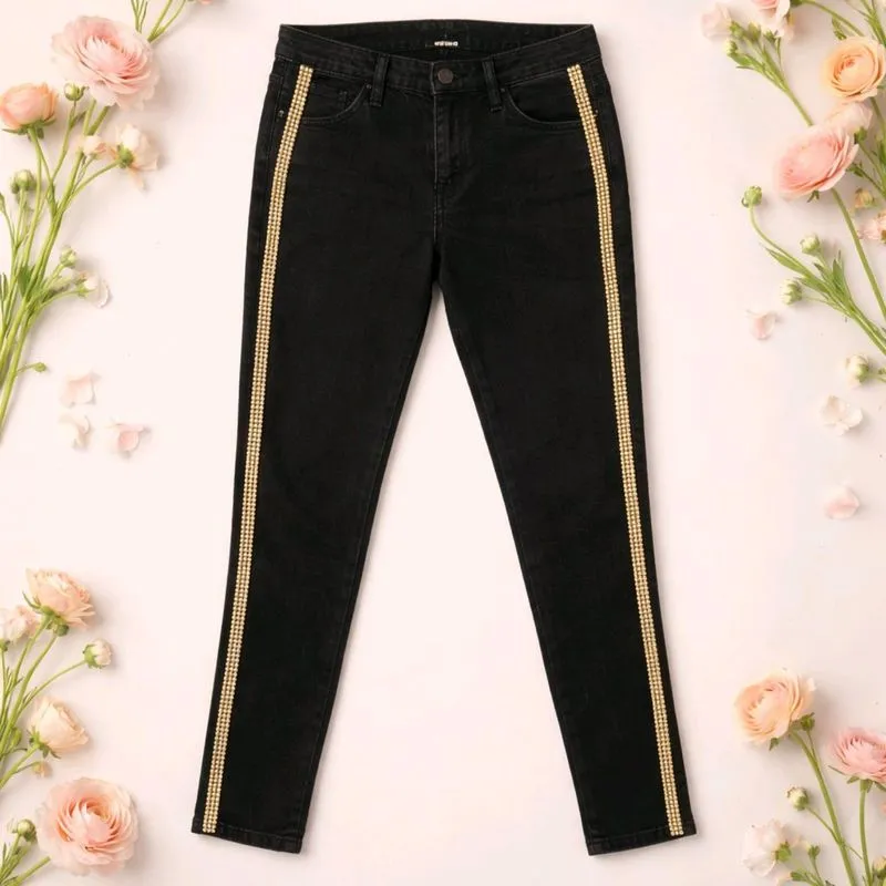 ORIGINAL GUESS BLACK JEANS TROUSERS + ARTIFICIAL DIAMONDS  photo 1