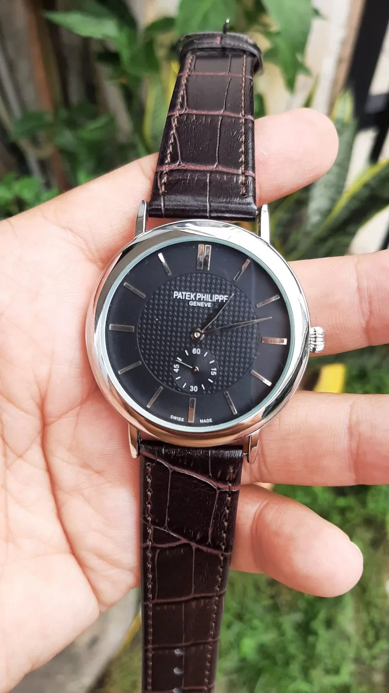 Jam tangan pria quartz chrono patek philipe strap kulit photo 1