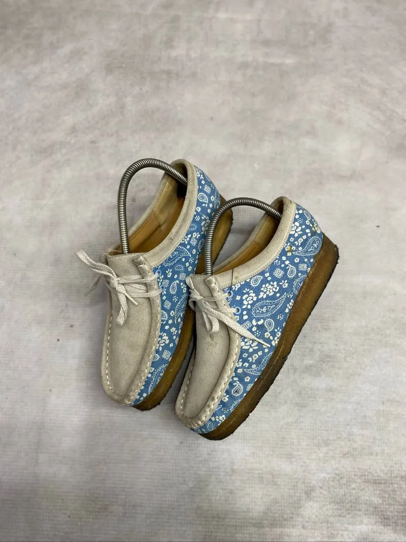Clarks wallabee moccasins paisley suede crepe blue photo 1