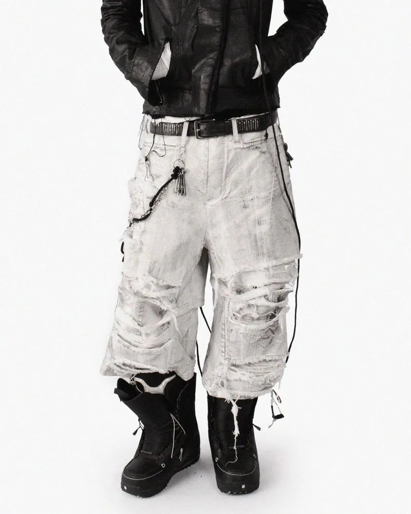 Ranger Cartel - double-layer distressed denim shorts photo 1