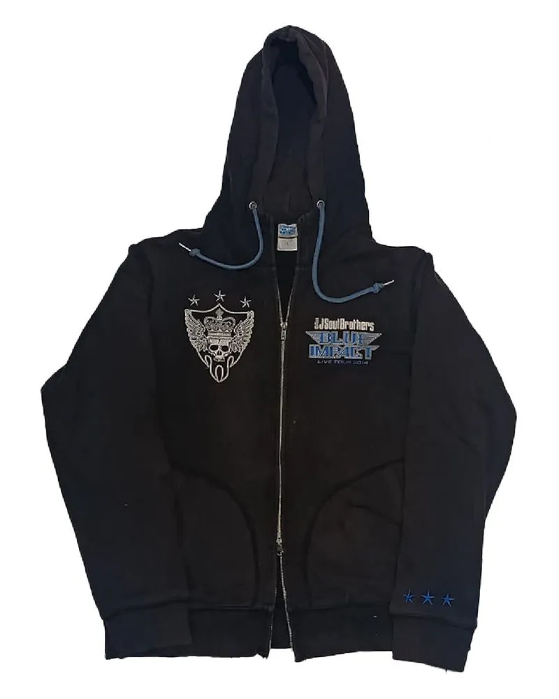 Double Zipper Blue Impact Brown Hoodie photo 1