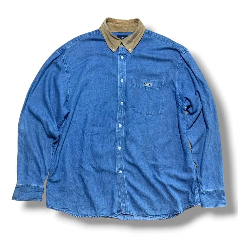 Obey Blue Mix Corduroy Denim L/S Button Shirt photo 1