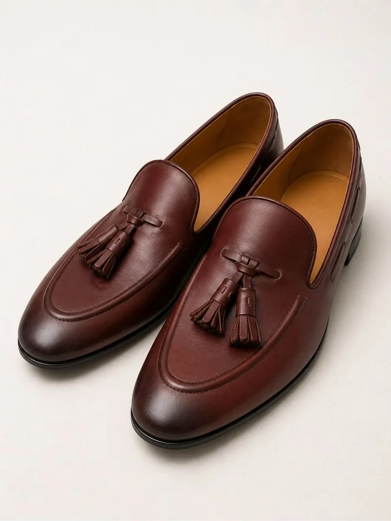 Tassel Loafers Brown — Philippe Nappa Cocoa Loafers sz 41 photo 1