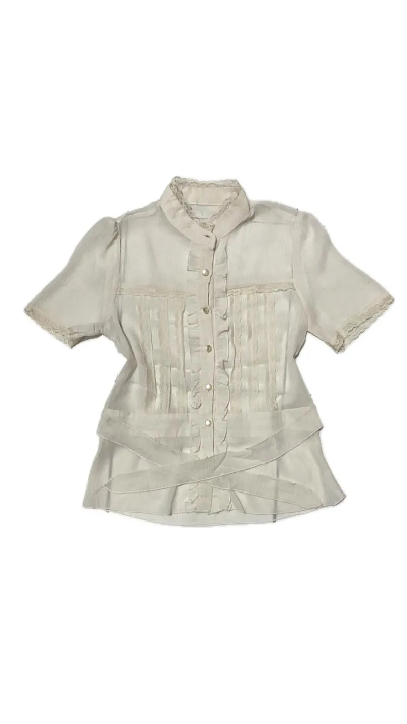 🦢Vintage button-up lace blouse  photo 1