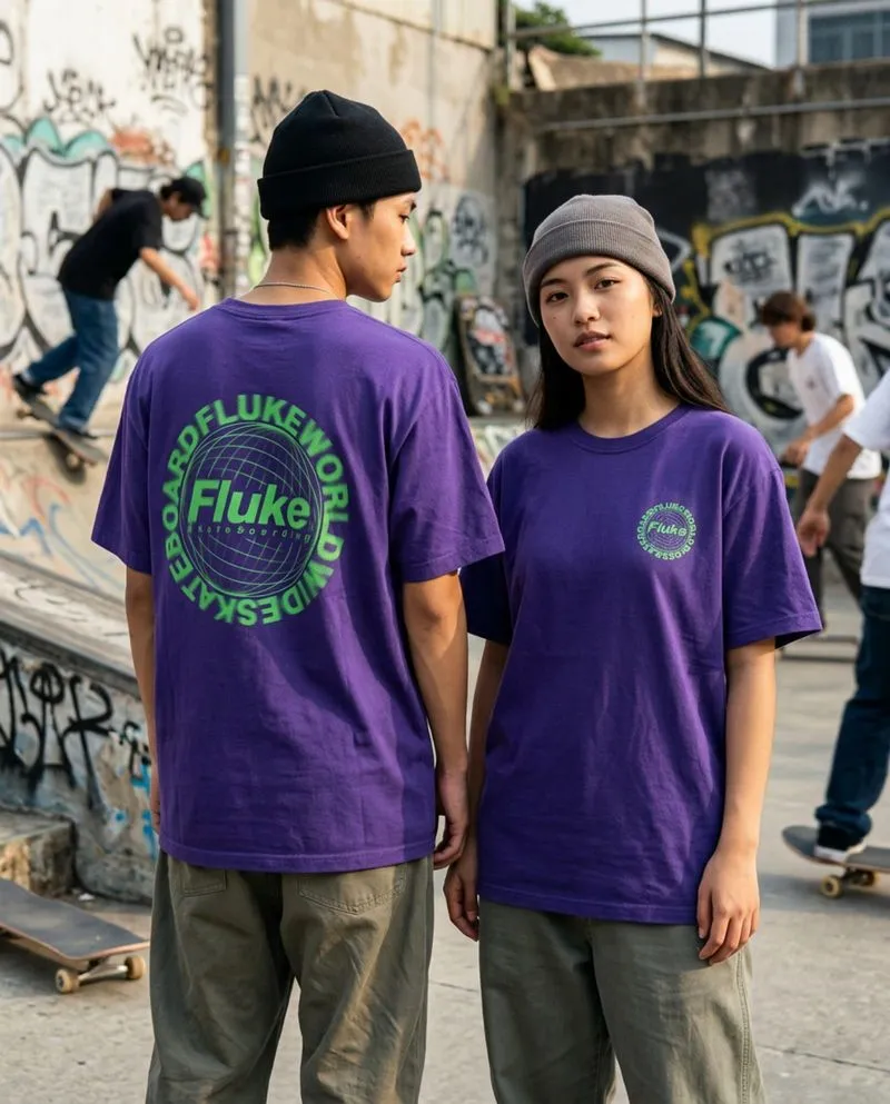 Fluke Worldwide Skateboard Spell Out Blurry Logo Globe Tee photo 1