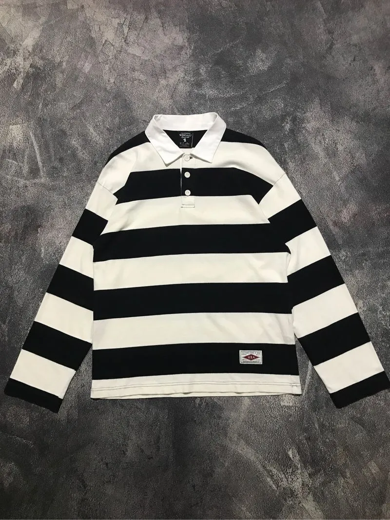 WHO.A.U LONGSLEEVE RUGBY POLOSHIRT STRIPED LIKE NEW photo 1