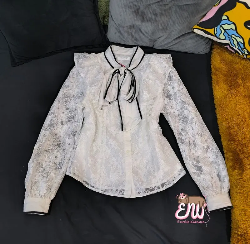 Japanese brand Lolita Cosplay Shirt Wanita white black photo 1