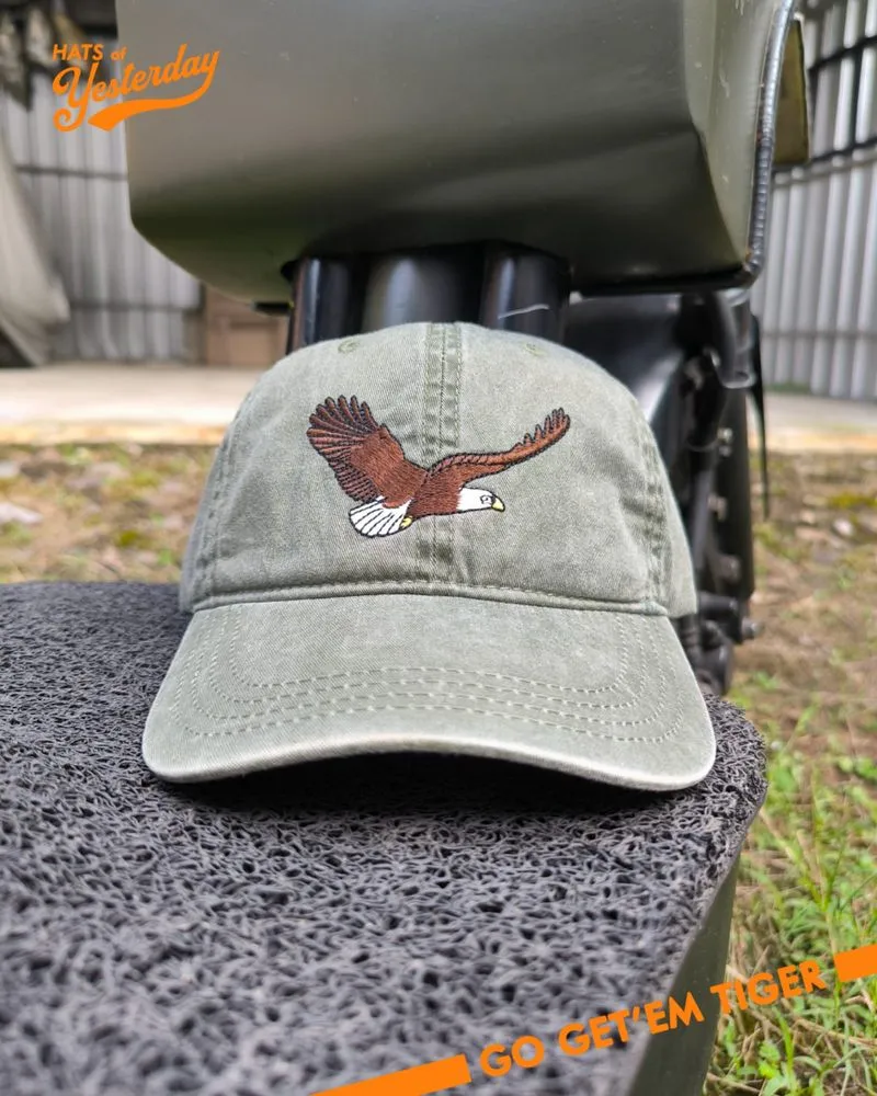 Topi bordir binatang bald Eagle vintage dad hat washed caps photo 1