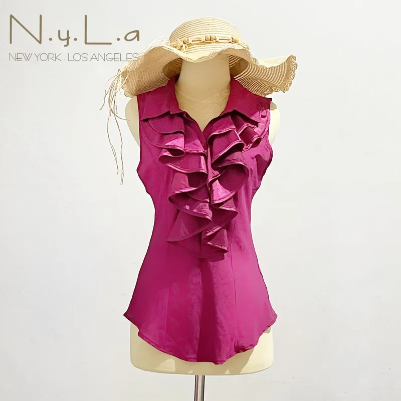 Luxury Minimalist Blouse Wanita purple photo 1
